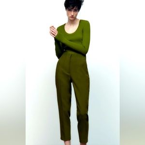 Zara High Waist Pants - Khaki